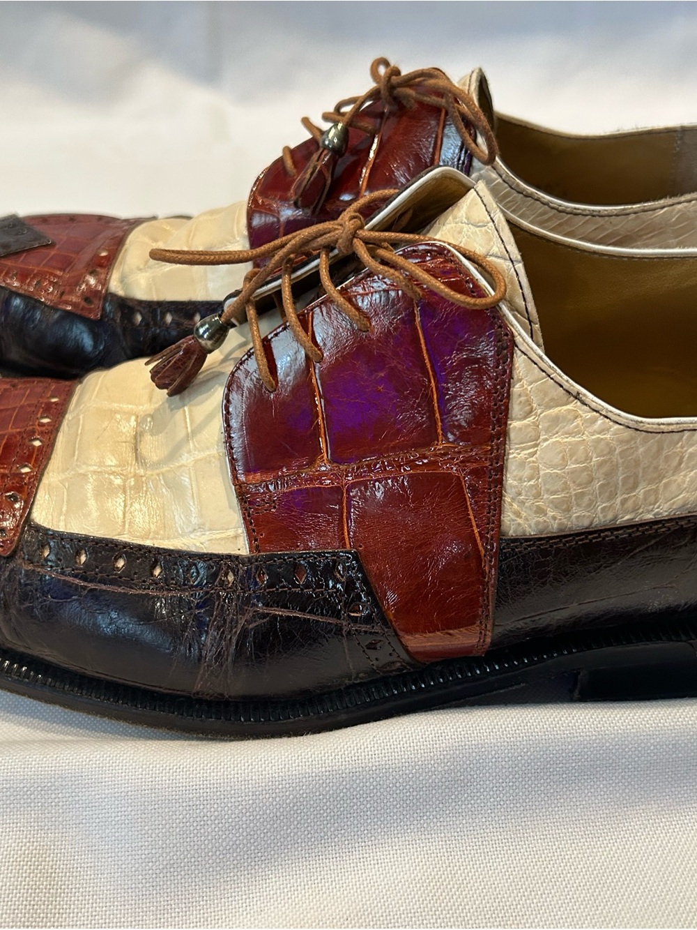 Slick Exotica Brand Men's Two-Tone Genuine Alligator Leather Dress Shoes - Picture 16 of 16